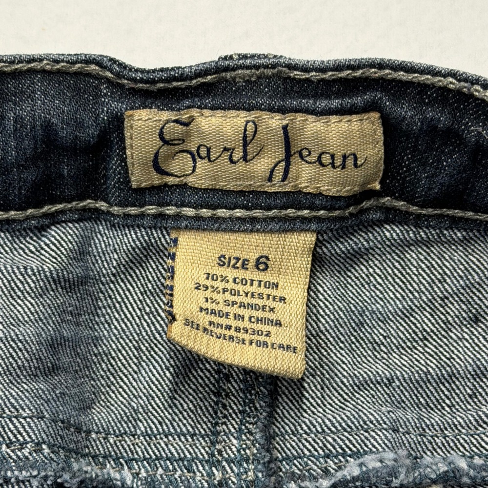 Earl Jean Capri Jeans Dark Wash Rhinestone Butterfly Embroidered Womens 6 Y2K - Picture 6 of 9